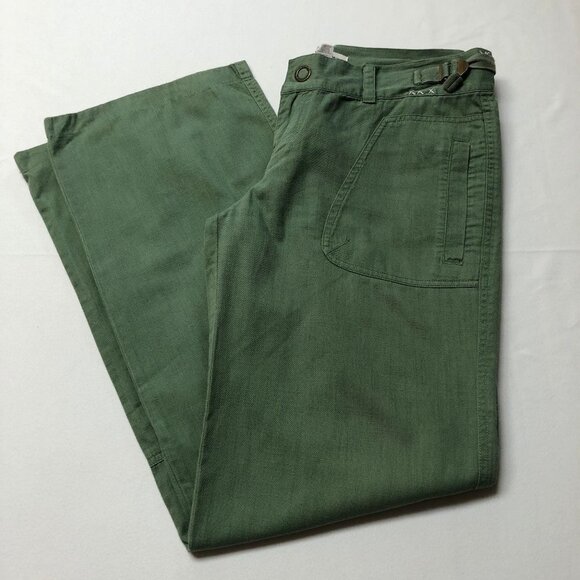Rip Curl Cotton Wide Leg Green Pants Size 7 - Picture 1 of 12